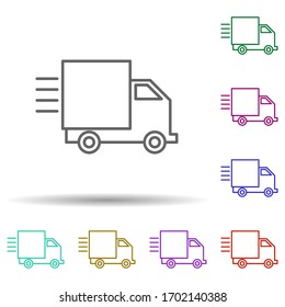 Fast delivery multi color icon. Simple thin line, outline vector of logistics icons for ui and ux, website or mobile application