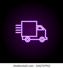 fast delivery neon icon. Simple thin line, outline vector of logistics icons for ui and ux, website or mobile application