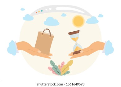 Fast delivery, online delivery, delivery of goods from the online store. Idea of internet activity in cartoon style. Vector illustration.