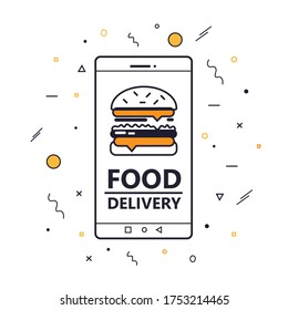 Fast delivery online on mobile banner . vector
