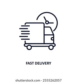 fast delivery outline icon.  Thin line icon from delivery and logistic collection. Editable vector isolated on white background
