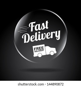 fast delivery over black background vector illustration