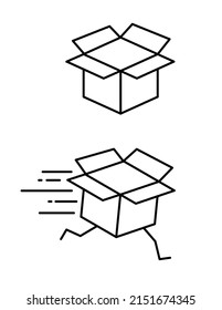fast delivery package box run outline icon