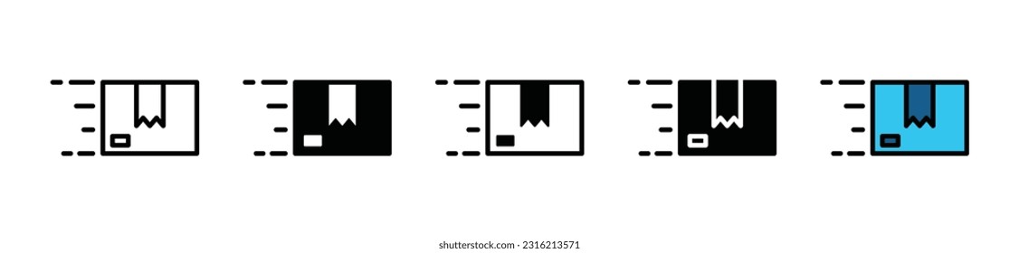 Fast delivery package icon vector in line and flat style. Express or fast moving box icon symbol on white background with editable stroke for apps and websites. Vector illustration EPS 10