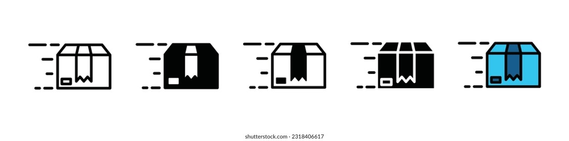Vector de icono de paquete de entrega rápida en línea y estilo plano. Símbolo de icono de cuadro de movimiento rápido o rápido en fondo blanco con trazo editable para aplicaciones y sitios web. Ilustración del vector EPS 10