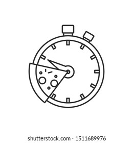 Fast delivery pizza icon. Express food delivery concept. Thin line. Isolated on white background. 