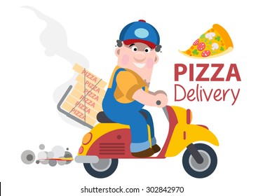 fast delivery pizza on a moped