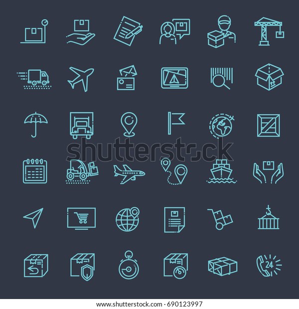 Fast delivery and quality service\
transportation. Shipping vector icons for logistic\
company.