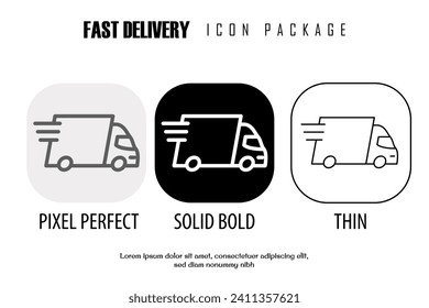 entrega rápida, icono de contorno de entrega rápida en un píxel de diseño vectorial de estilo diferente perfecto