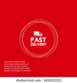 fast delivery - red banner,sign,tag,label. modern minimalist illustration