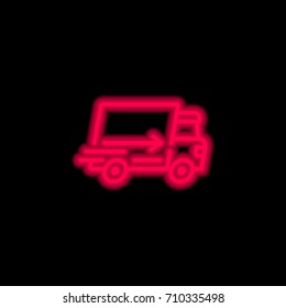 Fast delivery red glowing neon ui ux icon. Glowing sign logo vector