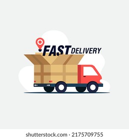 Fast Delivery Red Truck Background Vector Image Stock Illustration 