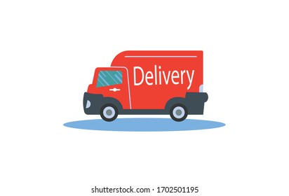 coche rojo de entrega rápida, ilustración vectorial.
