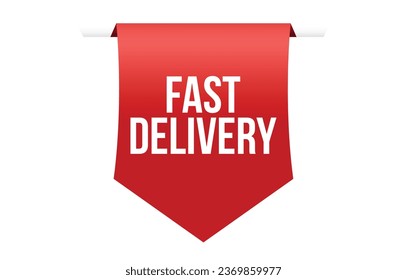 fast delivery red vector banner illustration isolated on white background