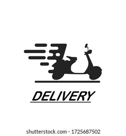 Fast delivery scooter icon, motorcycle symbol, flat vector isolated on white background. 