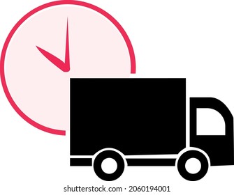 fast delivery scooter and  fast delivery truck with clock icon symbol, vector