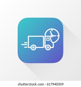 Fast Delivery Service application for mobile phone. Line flat vector icon, button and website design. Illustration isolated on white background. EPS 10 design, logo, app, infographic.