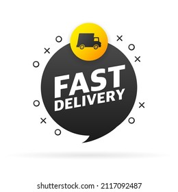 Fast delivery service badge. Fast time delivery order with stopwatch on white background. Vector illustration