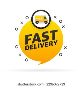 Fast delivery service badge. Fast time delivery order with stopwatch on white background. Vector illustration