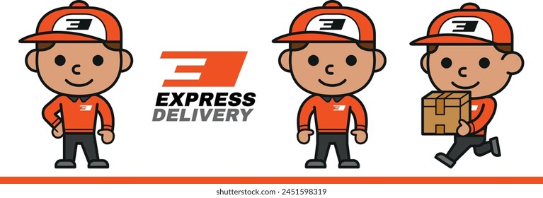 Fast Delivery Service Company Man Set