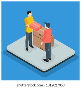 Fast delivery service concept. 3d isometric illustration - Illustration 