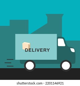 Fast Delivery Service Concept Flat Vector Illustration. Marketplace With Delivery Service Concept. Stay Home. Parcel Delivery. Transport Company Service For Large And Small Business.