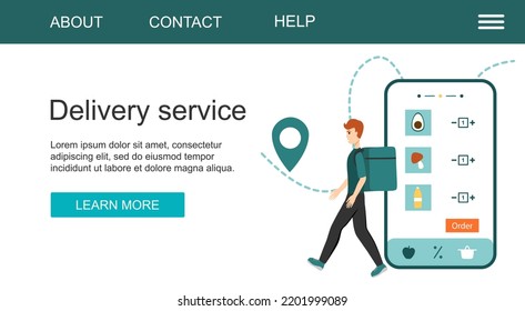 Fast Delivery Service Concept Flat Vector Illustration. Marketplace With Delivery Service Concept. Stay Home. Parcel Delivery. Transport Company Service For Large And Small Business.