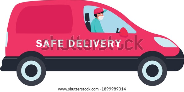 Fast delivery service, courier in a car. Flat\
design illustration.\
Vector