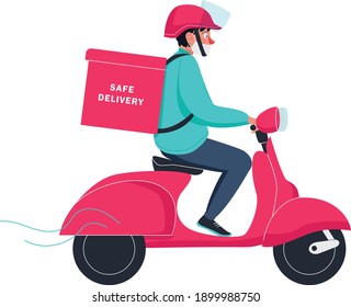 Fast Delivery Service Courier On Bike Stock Vector (Royalty Free ...