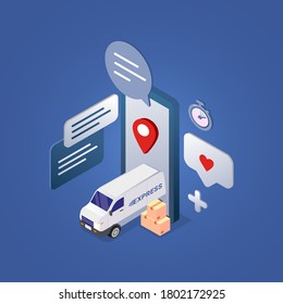 Fast Delivery service design concept for mobile app vector illustration