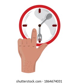 fast delivery service, hand and clock time vector illustration