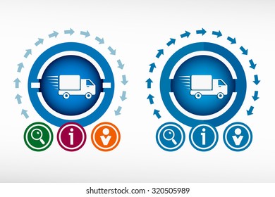 Fast delivery service icon and creative design elements. Flat design concept.