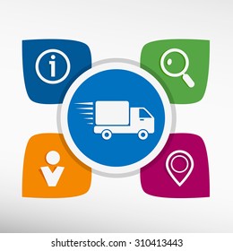 Fast delivery service icon  and icons set vector illustration. Modern Flat style 