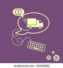 Fast delivery service icon and keyboard design elements. Line icons for application development, web page coding and programming, creative process