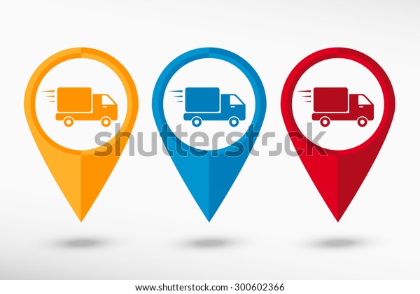 Fast delivery service icon  map pointer,\
vector illustration. Flat design\
style