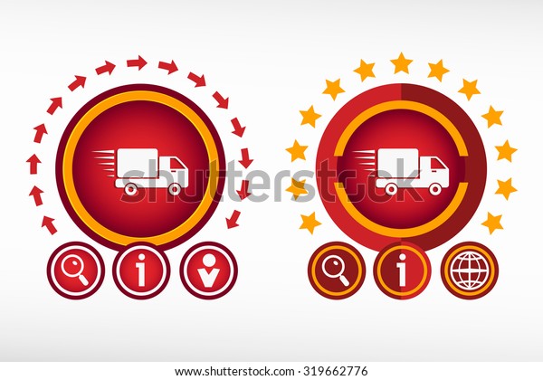 Fast delivery\
service icon on creative background. Red design concept for banner,\
web, advertising, print.