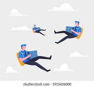 fast delivery service illustration concept , flying courier