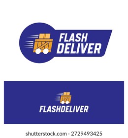 Logotipo de Servicio de Entrega Rápida con Ícono de Carrito de Caja – Envío Express y Logística de Marca.