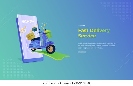 Fast delivery service with mobile application concept