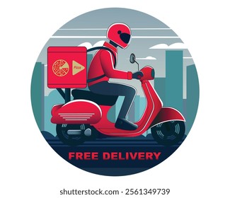 Fast delivery service. Scooters for courier and fast delivery service in side view.