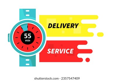 Fast delivery service stopwatch vector illustration.