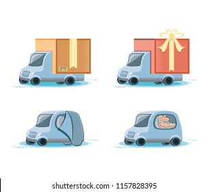 fast delivery service with trucks travel vector ilustration