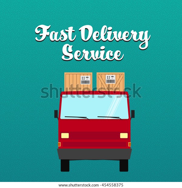 Fast\
delivery service, vector illustration. Flat red truck with brown\
boxes. Delivery van, mini truck. Shipping van, fast speed web\
concept. Car service symbol, front\
view.\
\

