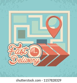 fast delivery service with world map travel vector ilustration