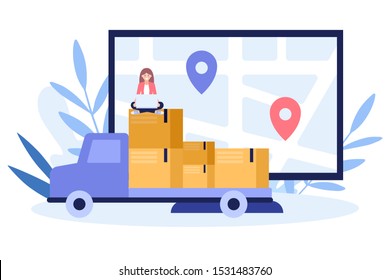 Fast delivery service.Flat vector illustration isolated on white background. Can use for web banner, infographics, web page.
