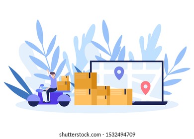 Fast delivery service.Flat vector illustration isolated on white background. Can use for web banner, infographics, web page.
