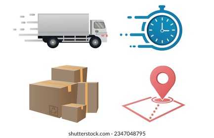 Fast delivery services, logistics company, waiting time period, order delay, move truck, order express shipping.on white background.Vector Design Illustration.