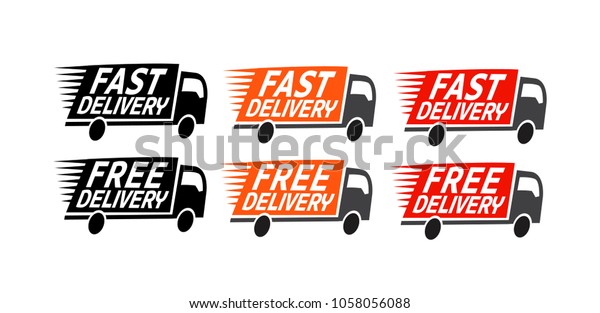 Fast Delivery Set Icons Free Shipping Stock Vector Royalty Free