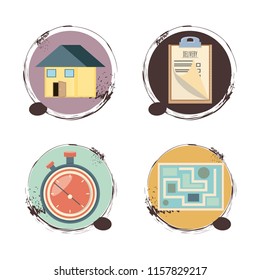 fast delivery set icons travel vector ilustration