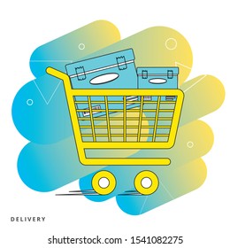 Fast delivery shopping cart icon for web and mobile